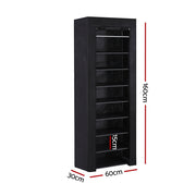 Artiss Shoe Rack Cabinet Removable Cover 10 tier Black DIY-SHOE-10T-COV-BK