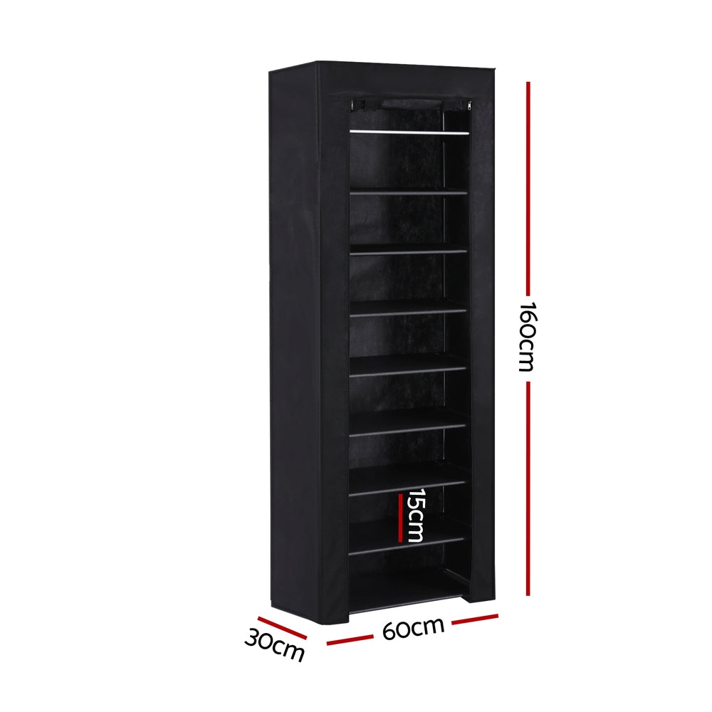 Artiss Shoe Rack Cabinet Removable Cover 10 tier Black DIY-SHOE-10T-COV-BK