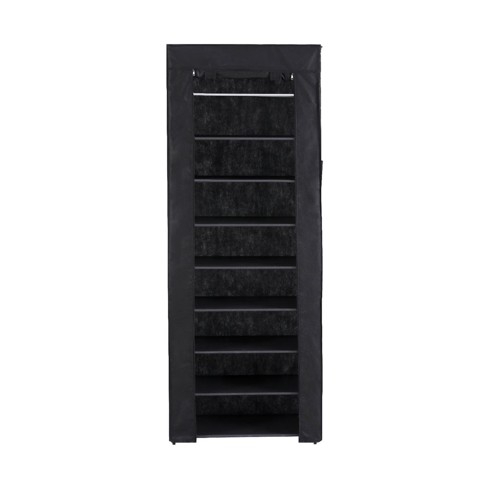 Artiss Shoe Rack Cabinet Removable Cover 10 tier Black DIY-SHOE-10T-COV-BK