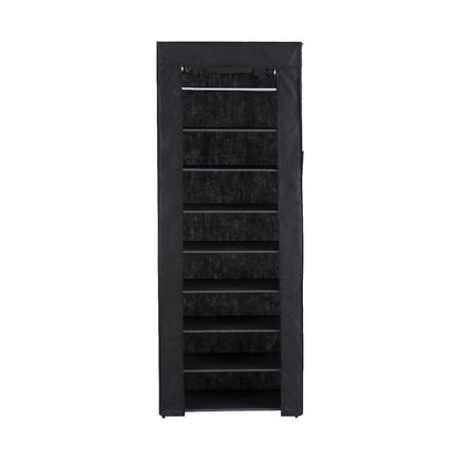 Artiss Shoe Rack Cabinet Removable Cover 10 tier Black DIY-SHOE-10T-COV-BK