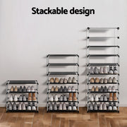 Artiss Shoe Rack Cabinet Removable Cover 10 tier Black DIY-SHOE-10T-COV-BK