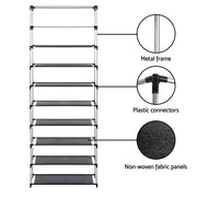 Artiss Shoe Rack Cabinet Removable Cover 10 tier Black DIY-SHOE-10T-COV-BK