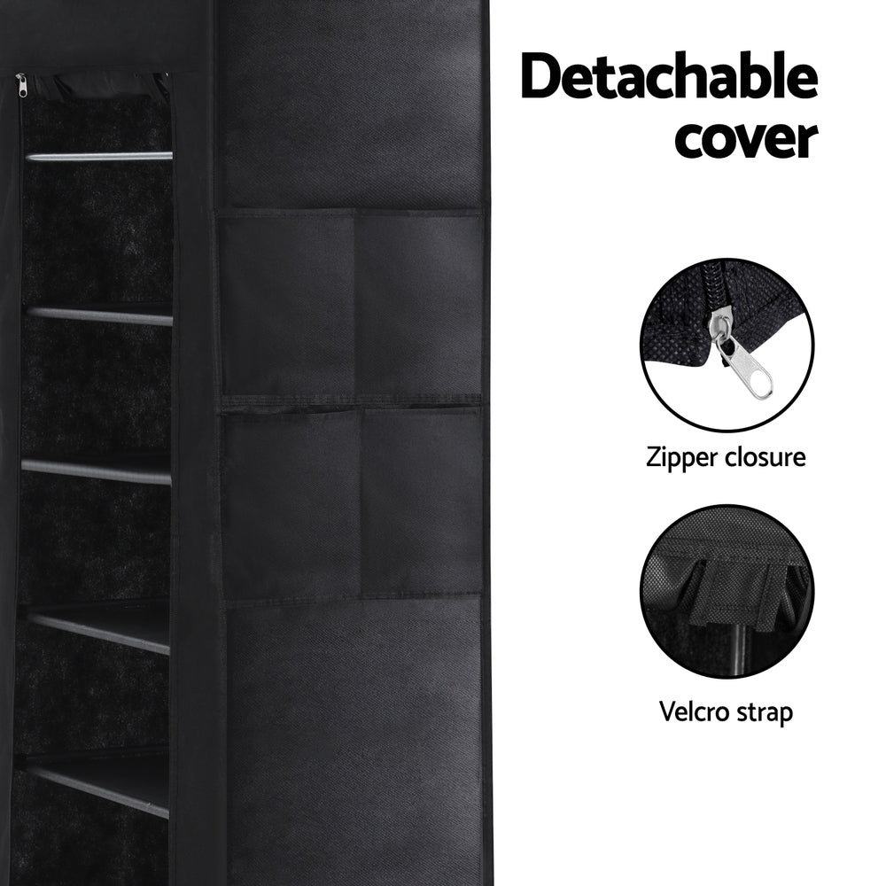 Artiss Shoe Rack Cabinet Removable Cover 10 tier Black DIY-SHOE-10T-COV-BK