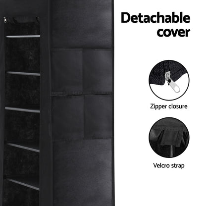 Artiss Shoe Rack Cabinet Removable Cover 10 tier Black DIY-SHOE-10T-COV-BK