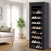 Artiss Shoe Rack Cabinet Removable Cover 10 tier Black DIY-SHOE-10T-COV-BK