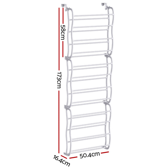 Artiss Shoe Rack Hanging Over Door Organiser 24 Pairs Eric DIY-SHOE-12T-WH