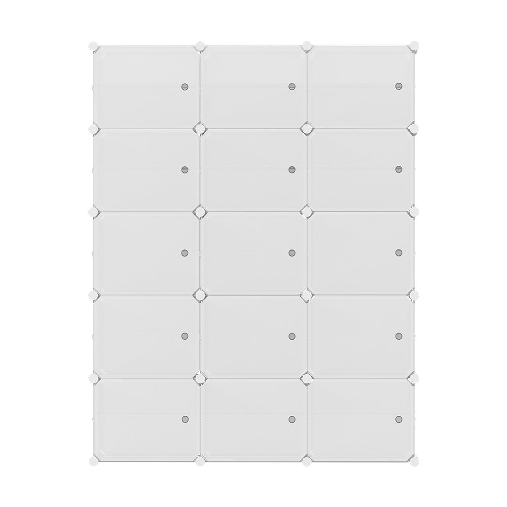 Artiss Shoe Rack Storage Cabinet DIY 15 Storage Cube Stackable White DIY-SHOE-15-WH