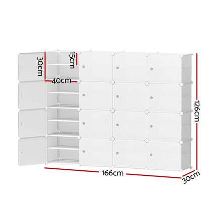 Artiss Shoe Rack DIY 16 Storage Cube Stackable White DIY-SHOE-16-WH