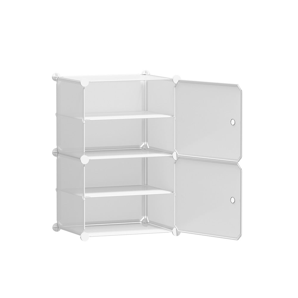 Artiss Shoe Rack DIY Set of 2 Storage Cube Stackable White DIY-SHOE-2-WH