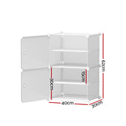 Artiss Shoe Rack DIY Set of 2 Storage Cube Stackable White DIY-SHOE-2-WH