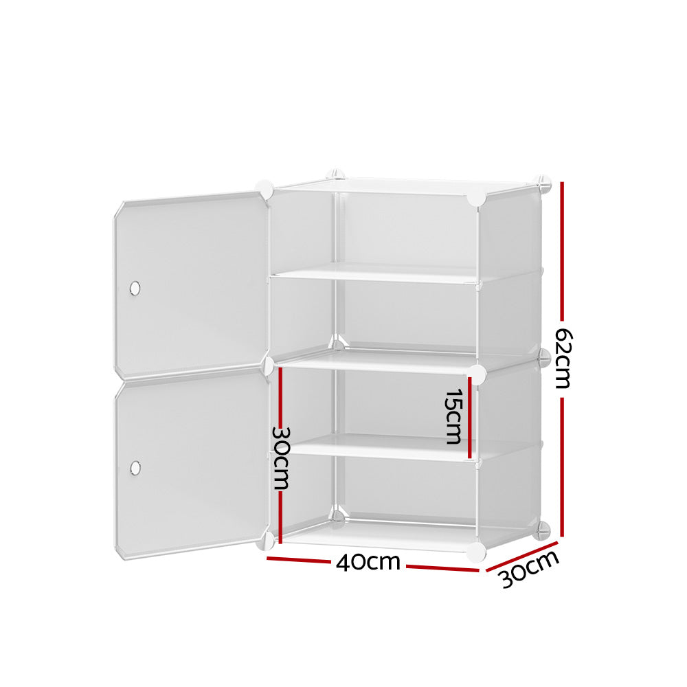 Artiss Shoe Rack DIY Set of 2 Storage Cube Stackable White DIY-SHOE-2-WH