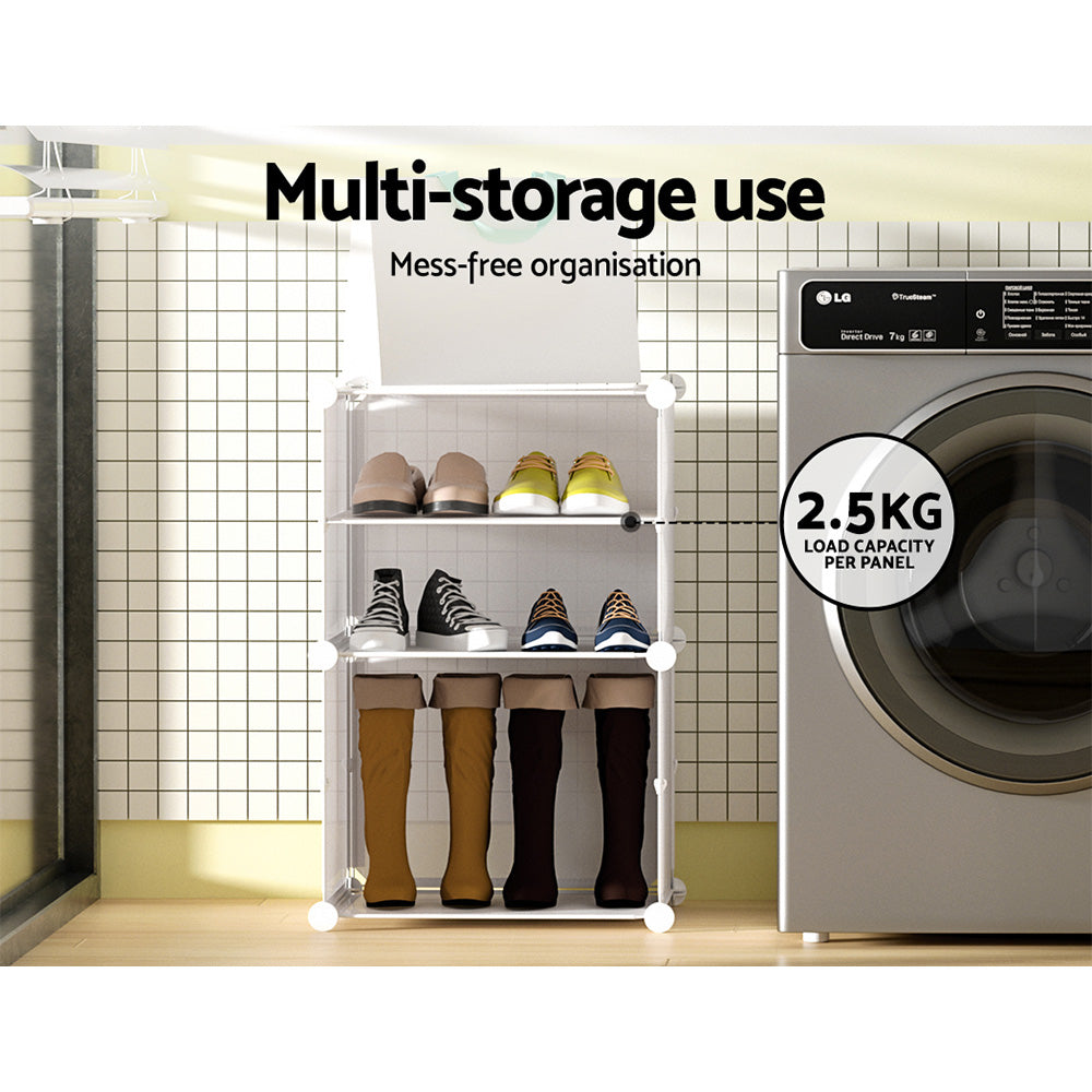Artiss Shoe Rack DIY Set of 2 Storage Cube Stackable White DIY-SHOE-2-WH