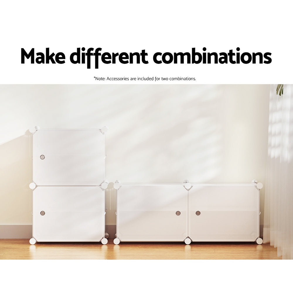 Artiss Shoe Rack DIY Set of 2 Storage Cube Stackable White DIY-SHOE-2-WH