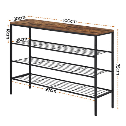 Artiss Shoe Rack 4 tier Storage Organiser Walnut DIY-SHOE-4T-BK