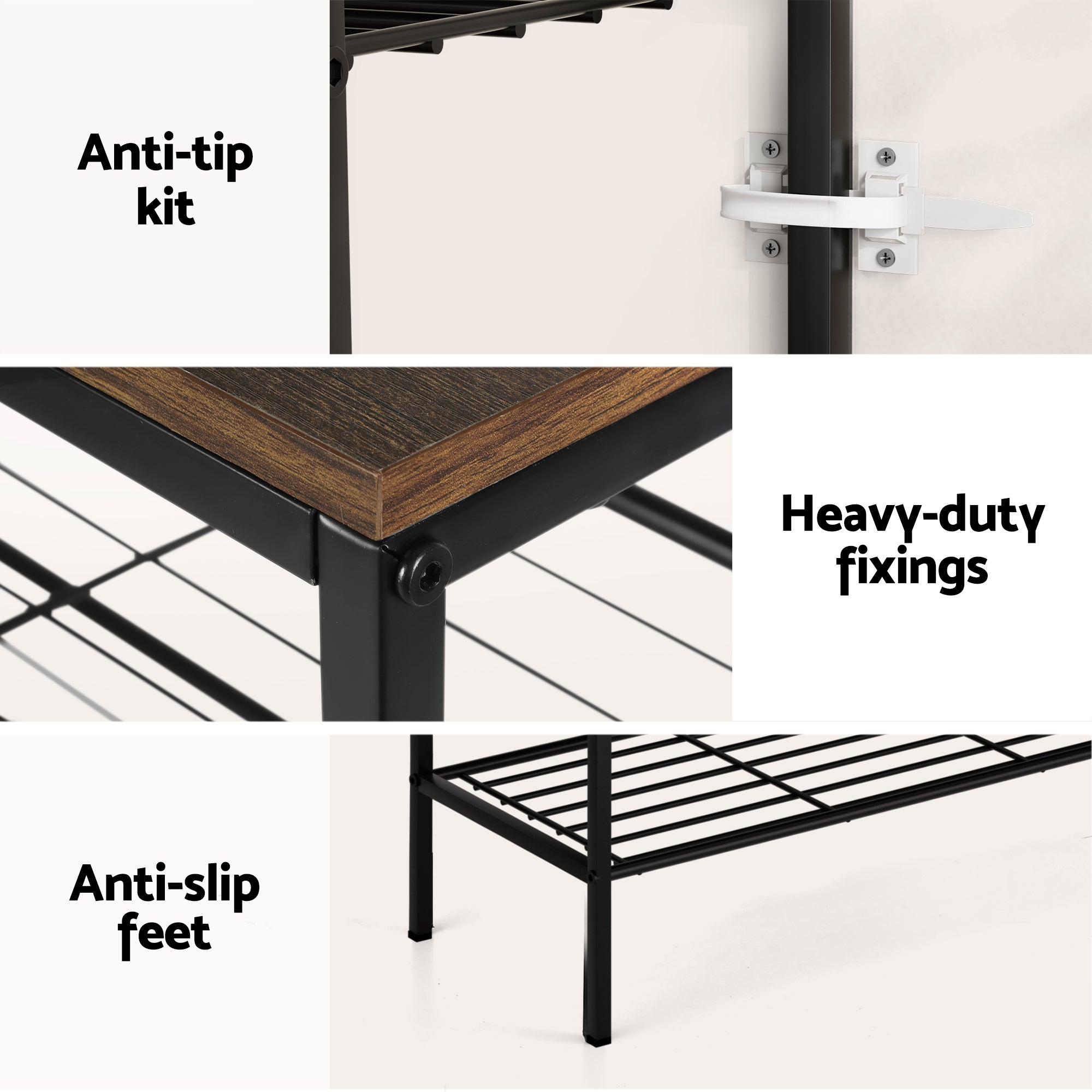 Artiss Shoe Rack 4 tier Storage Organiser Walnut DIY-SHOE-4T-BK
