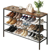 Artiss Shoe Rack 4 tier Storage Organiser Walnut DIY-SHOE-4T-BK