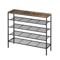 Artiss Shoe Rack 5-tier 25 Pairs Walnut Bob DIY-SHOE-5T-BK