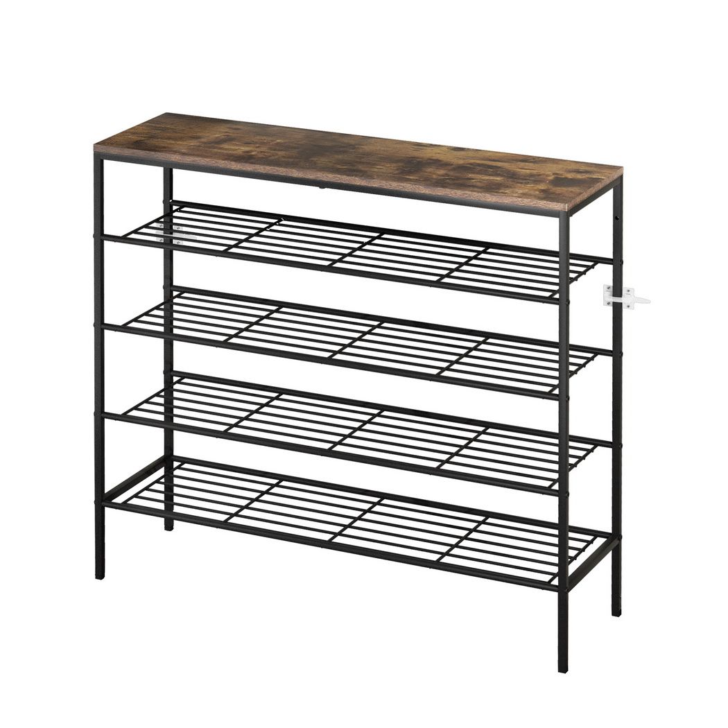 Artiss Shoe Rack 5-tier 25 Pairs Walnut Bob DIY-SHOE-5T-BK