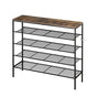 Artiss Shoe Rack 5-tier 25 Pairs Walnut Bob DIY-SHOE-5T-BK