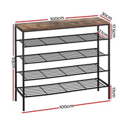 Artiss Shoe Rack 5-tier 25 Pairs Walnut Bob DIY-SHOE-5T-BK
