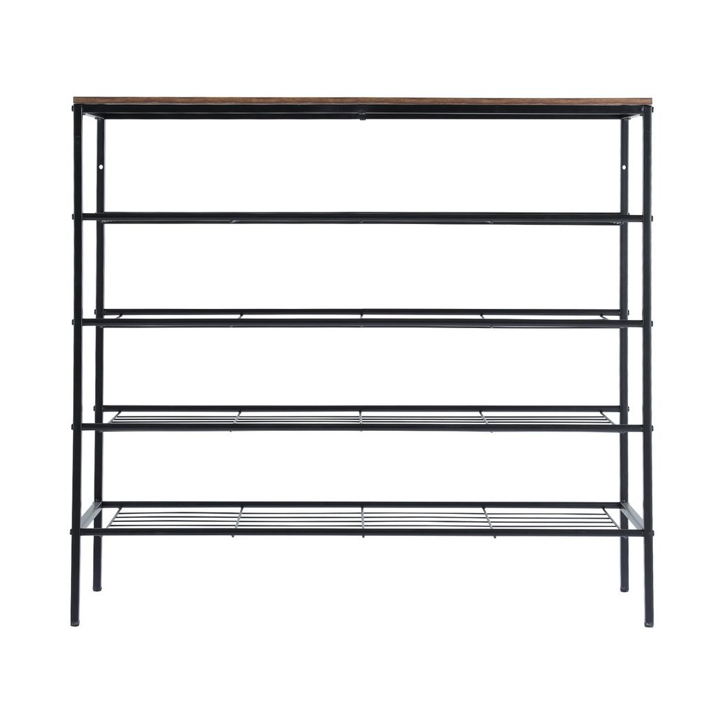 Artiss Shoe Rack 5-tier 25 Pairs Walnut Bob DIY-SHOE-5T-BK