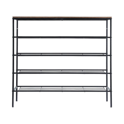 Artiss Shoe Rack 5-tier 25 Pairs Walnut Bob DIY-SHOE-5T-BK