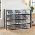 Artiss Shoe Storage Box DIY Set of 12 Stackable Black DIY-SHOE-BOX-12-BK