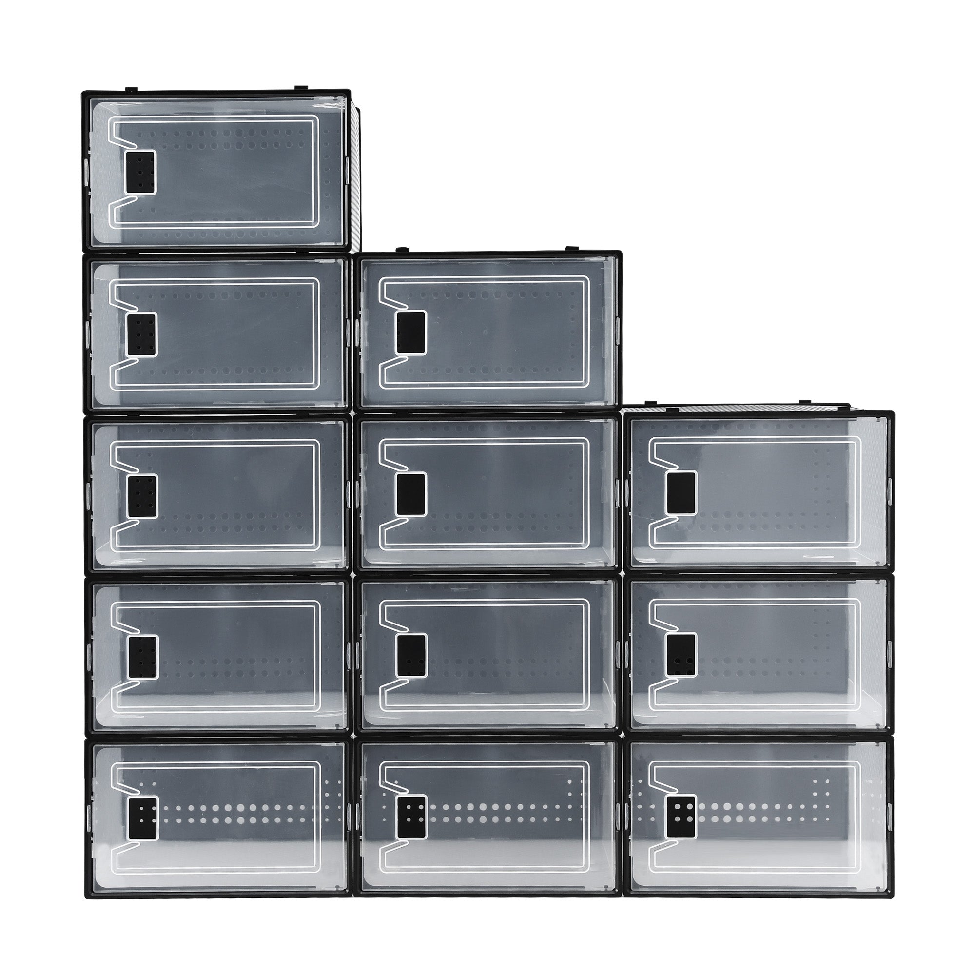 Artiss Shoe Storage Box DIY Set of 12 Stackable Black DIY-SHOE-BOX-12-BK