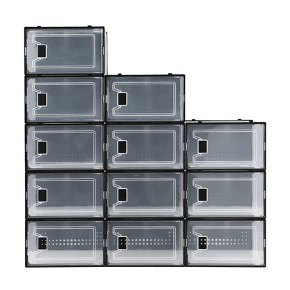 Artiss Shoe Storage Box DIY Set of 12 Stackable Black DIY-SHOE-BOX-12-BK