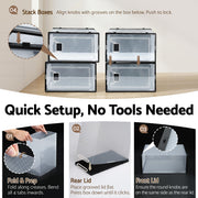Artiss Shoe Storage Box DIY Set of 12 Stackable Black DIY-SHOE-BOX-12-BK