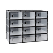 Artiss Shoe Storage Box DIY Set of 12 Stackable Black DIY-SHOE-BOX-12-BK