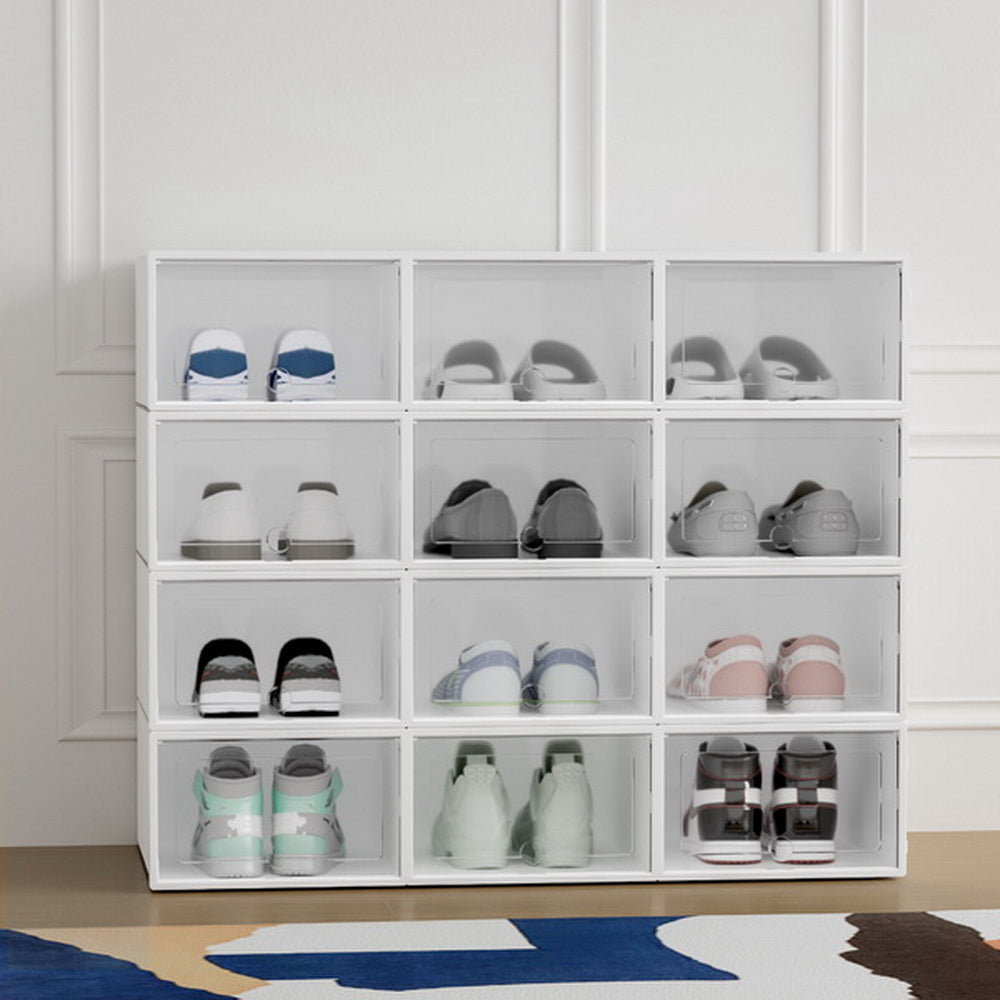 Artiss Shoe Box Rack DIY Set of 12 Stackable White Abel DIY-SHOE-BOX-12-WH
