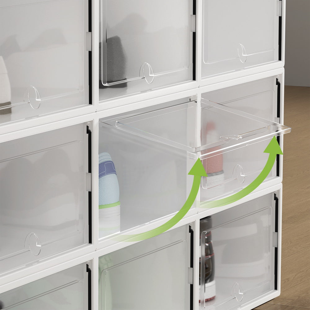 Artiss Shoe Box Rack DIY Set of 24 Stackable White Abel DIY-SHOE-BOX-24-WH