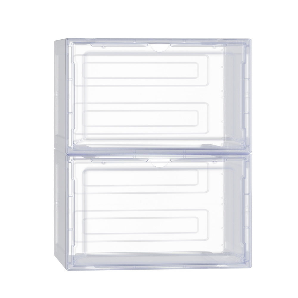 Artiss Shoe Box Rack DIY Set of 2 Stackable Magnetic Door DIY-SHOE-BOX-MG-2-WH