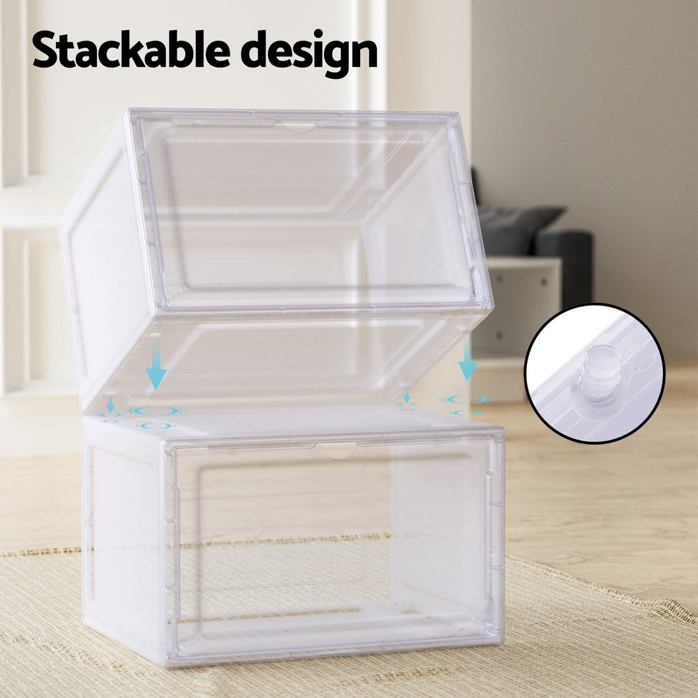 Artiss Shoe Box Rack DIY Set of 2 Stackable Magnetic Door DIY-SHOE-BOX-MG-2-WH