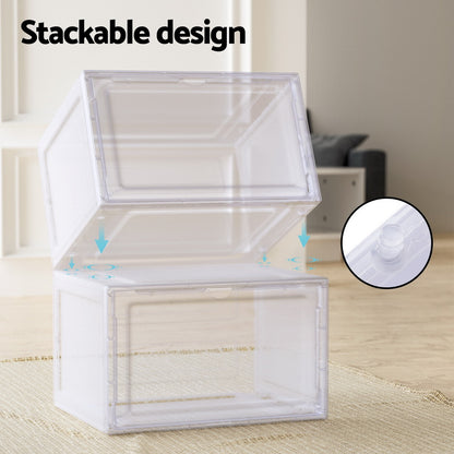 Artiss Shoe Box Rack DIY Set of 2 Stackable Magnetic Door DIY-SHOE-BOX-MG-2-WH