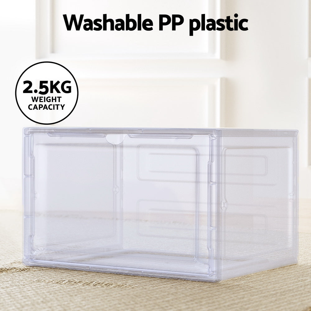 Artiss Shoe Box Rack DIY Set of 2 Stackable Magnetic Door DIY-SHOE-BOX-MG-2-WH