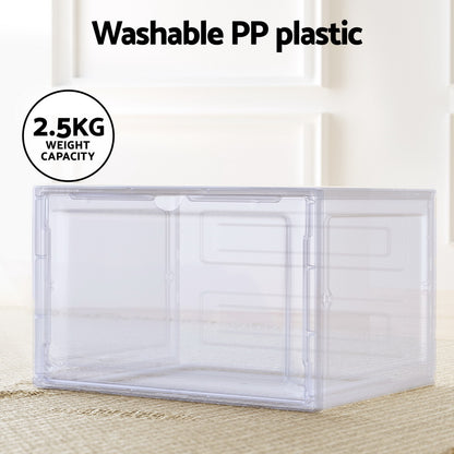 Artiss Shoe Box Rack DIY Set of 2 Stackable Magnetic Door DIY-SHOE-BOX-MG-2-WH