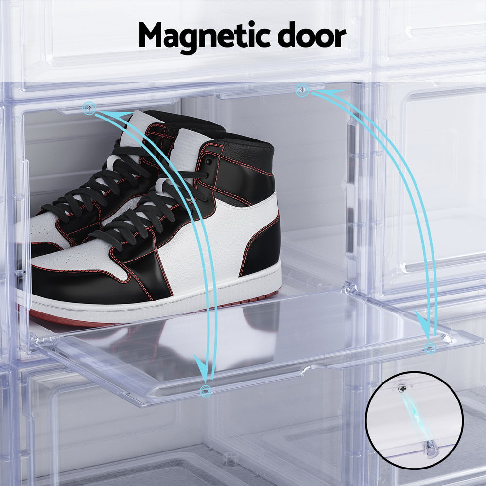 Artiss Shoe Box Rack DIY Set of 2 Stackable Magnetic Door DIY-SHOE-BOX-MG-2-WH