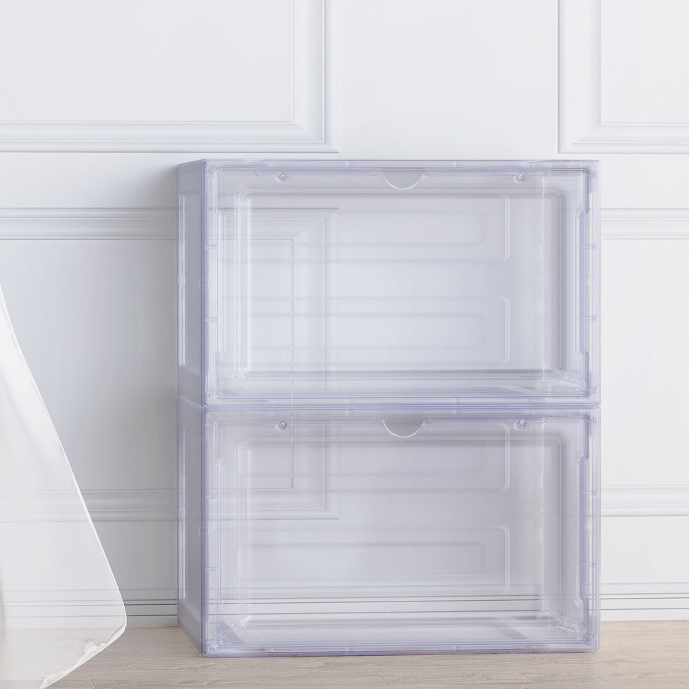 Artiss Shoe Box Rack DIY Set of 2 Stackable Magnetic Door DIY-SHOE-BOX-MG-2-WH