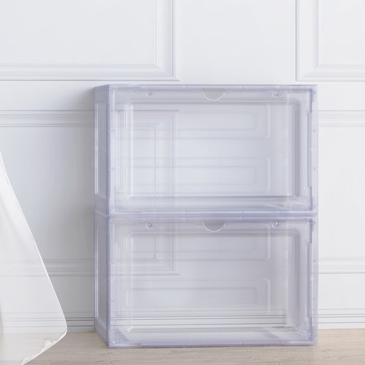 Artiss Shoe Box Rack DIY Set of 2 Stackable Magnetic Door DIY-SHOE-BOX-MG-2-WH