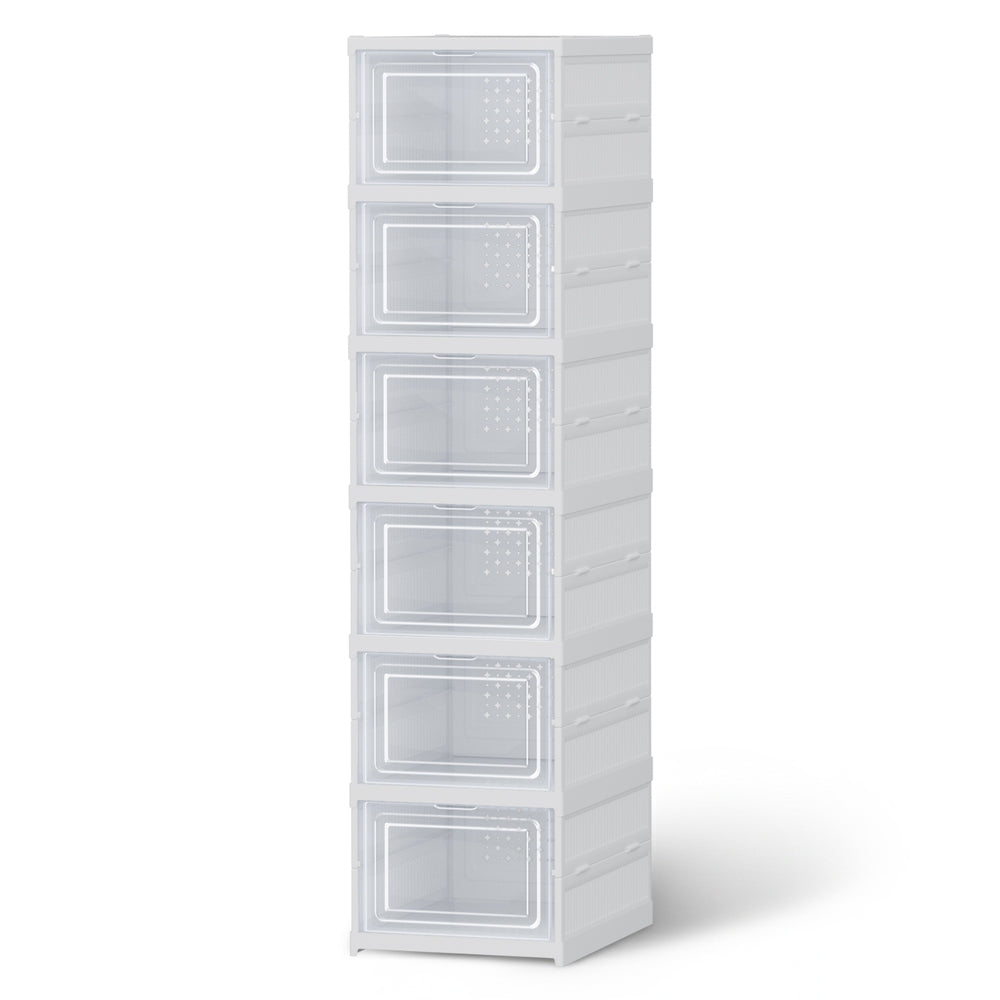 Artiss Foldable Shoe Rack Organizer 6 Tier Storage Shelf Hallway DIY-SHOE-FOLD01-WH