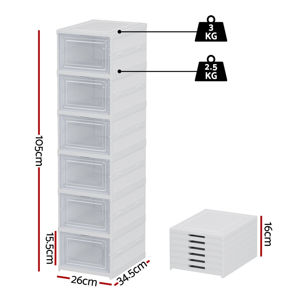 Artiss Foldable Shoe Rack Organizer 6 Tier Storage Shelf Hallway DIY-SHOE-FOLD01-WH