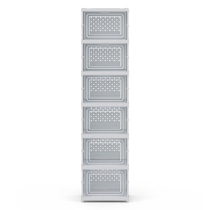 Artiss Foldable Shoe Rack Organizer 6 Tier Storage Shelf Hallway DIY-SHOE-FOLD01-WH