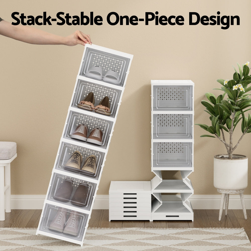 Artiss Foldable Shoe Rack Organizer 6 Tier Storage Shelf Hallway DIY-SHOE-FOLD01-WH