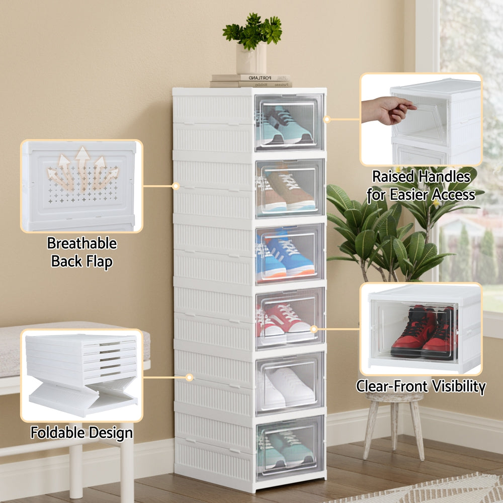 Artiss Foldable Shoe Rack Organizer 6 Tier Storage Shelf Hallway DIY-SHOE-FOLD01-WH