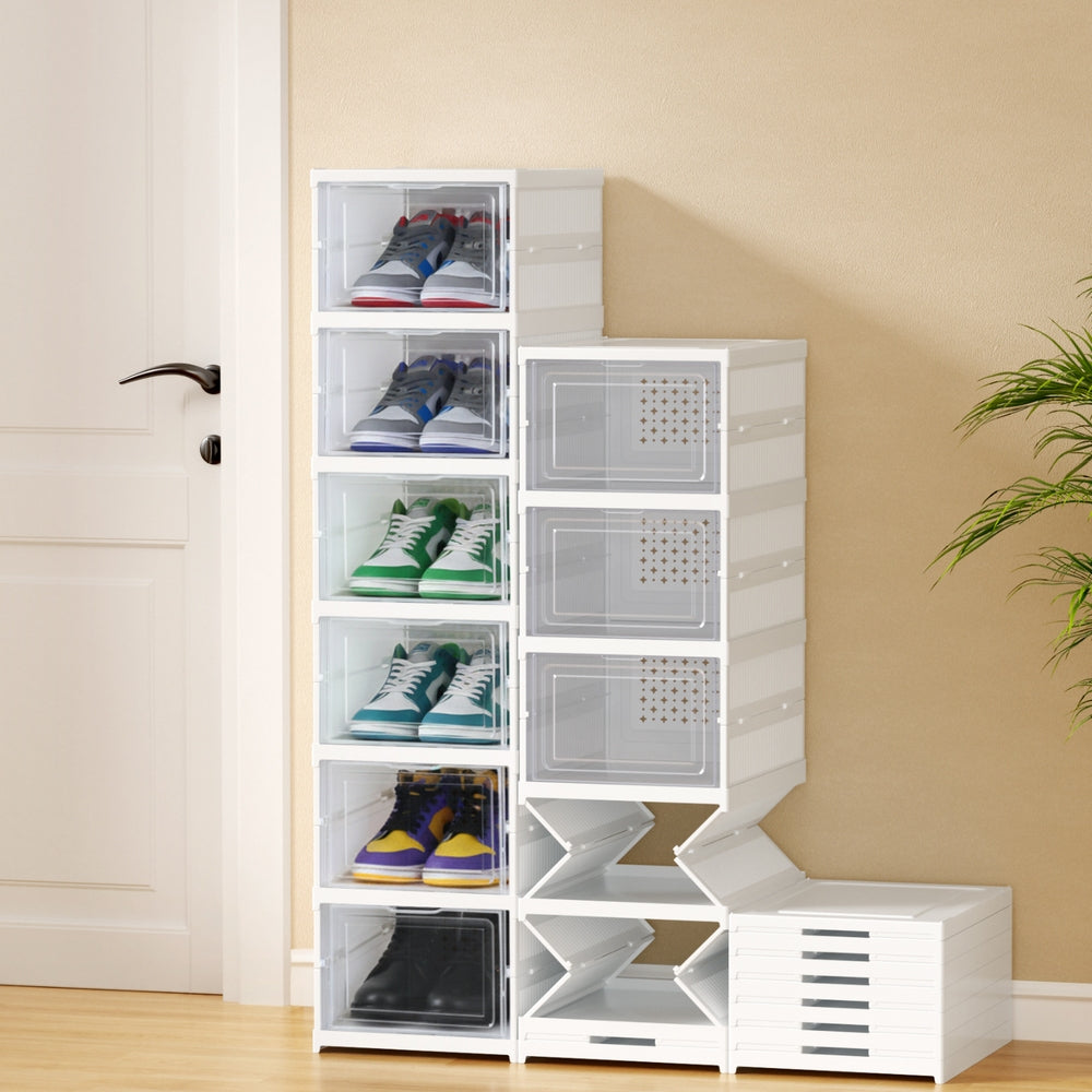 Artiss Foldable Shoe Rack Organizer 6 Tier Storage Shelf Hallway DIY-SHOE-FOLD01-WH
