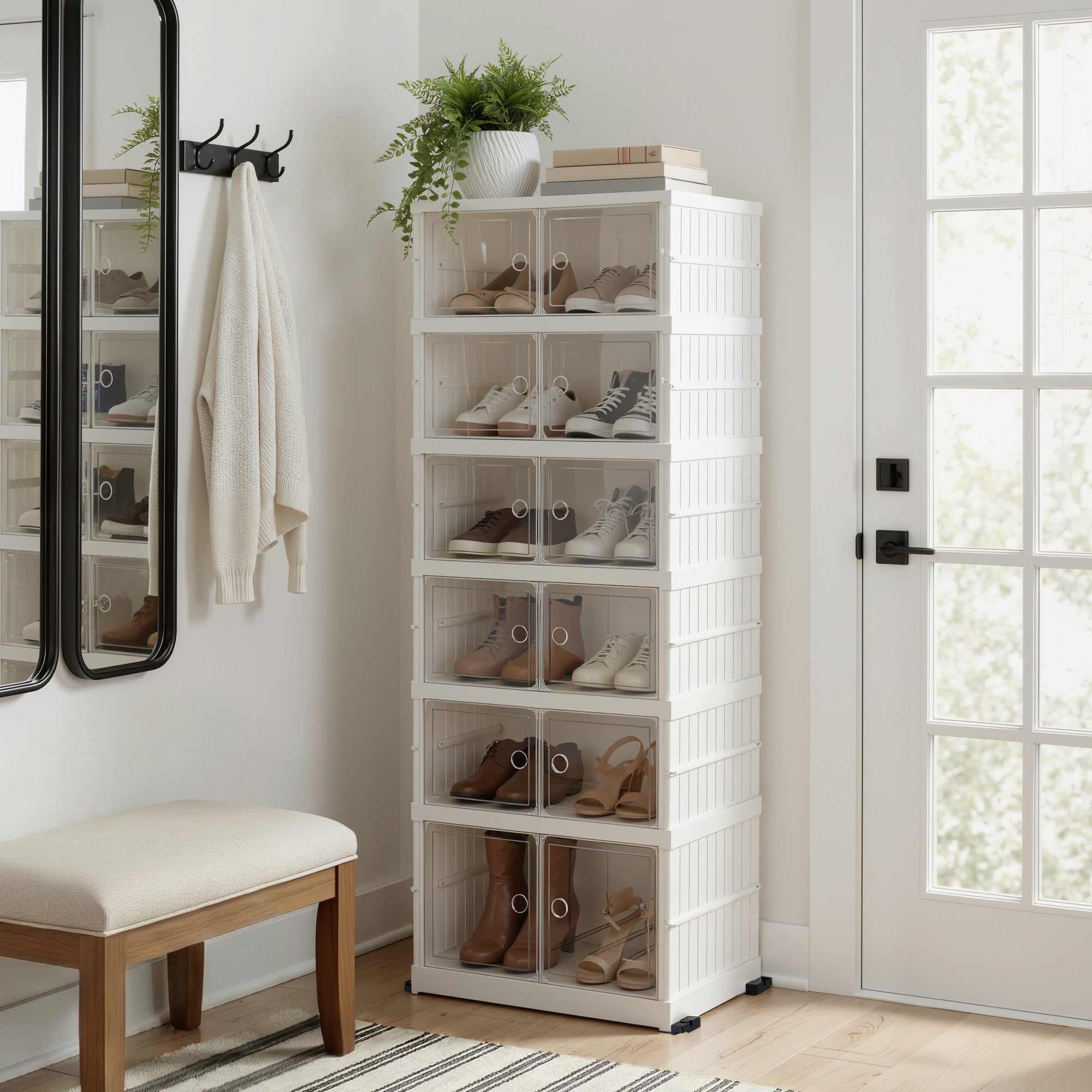 Artiss Foldable Shoe Storage Box 6 Tier 12 Pairs Entryway DIY-SHOE-FOLD02-WH