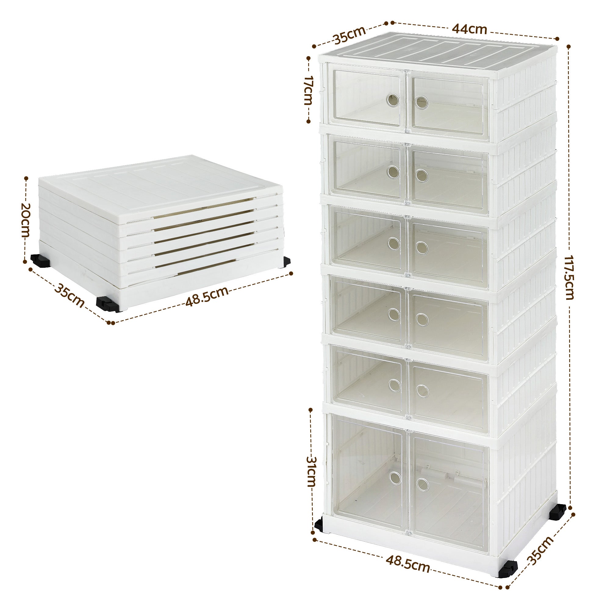 Artiss Foldable Shoe Storage Box 6 Tier 12 Pairs Entryway DIY-SHOE-FOLD02-WH