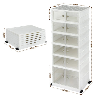 Artiss Foldable Shoe Storage Box 6 Tier 12 Pairs Entryway DIY-SHOE-FOLD02-WH